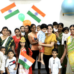 Children celebrating Independence Day at SETU Child Development Centre in Ahmedabad